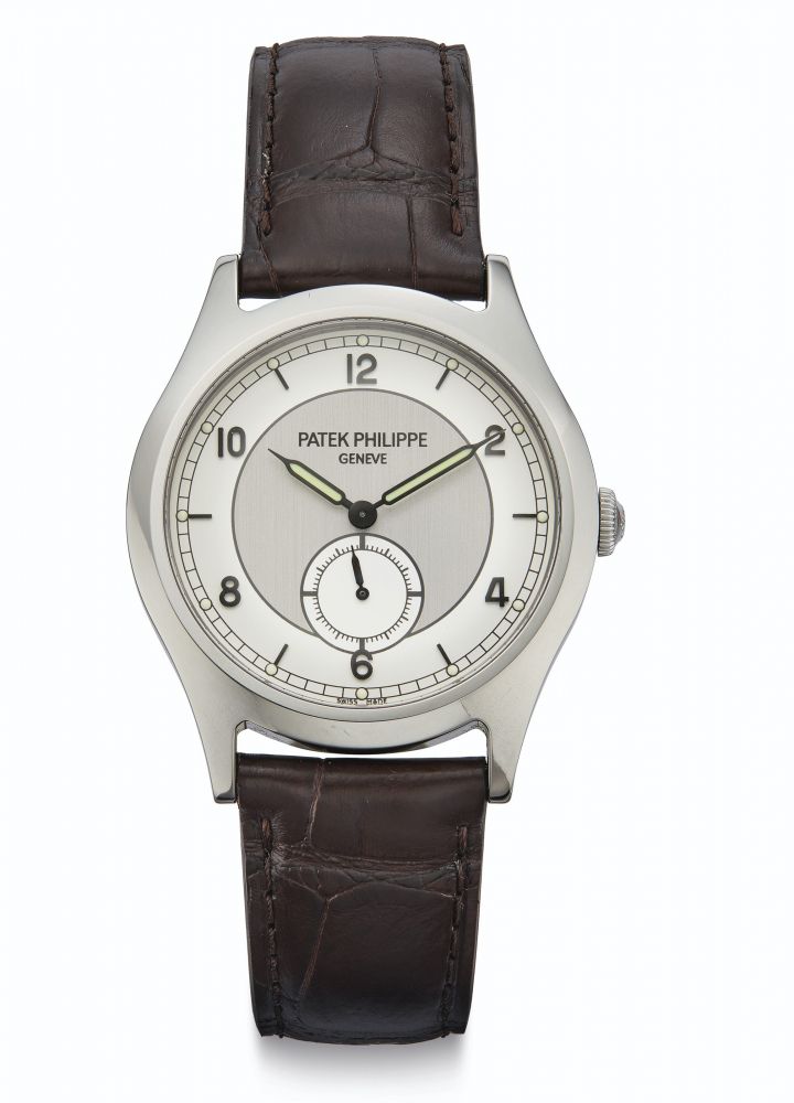 Patek Philippe. A Fine and Rare Stainless Steel Limited Edition Wristwatch with Two-Tone Dial, Made to Commemorate the Reopening of the Firm's Salons in Geneva in 2006