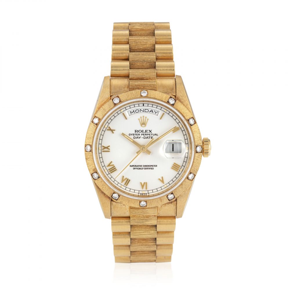 ROLEX, GOLD AND DIAMOND-SET DAY-DATE, REF. 18308 -