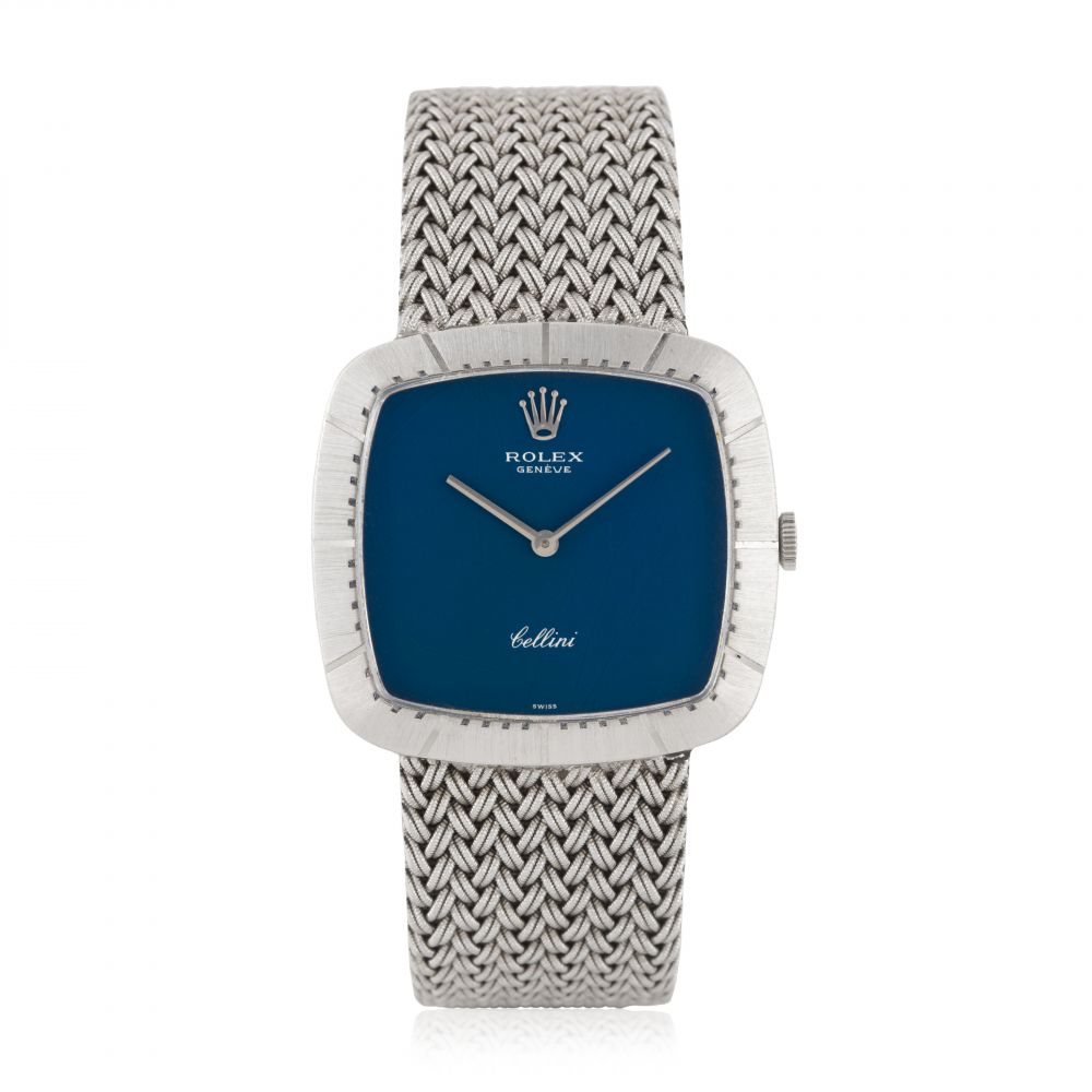 ROLEX, WHITE GOLD CELLINI WITH BLUE DIAL, REF. 4084 -