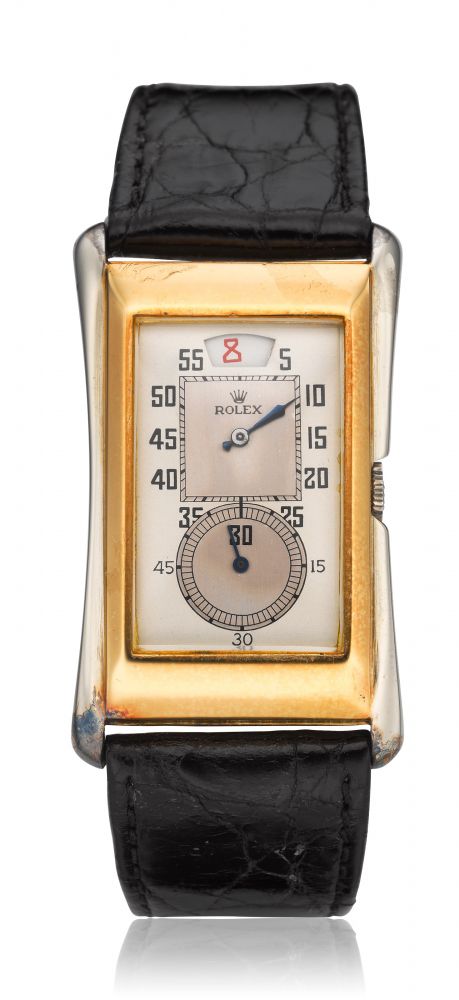 ROLEX, PRINCE, “BRANCARD”, “JUMP HOUR”, TWO-TONE 18K GOLD, REF. 1491 -