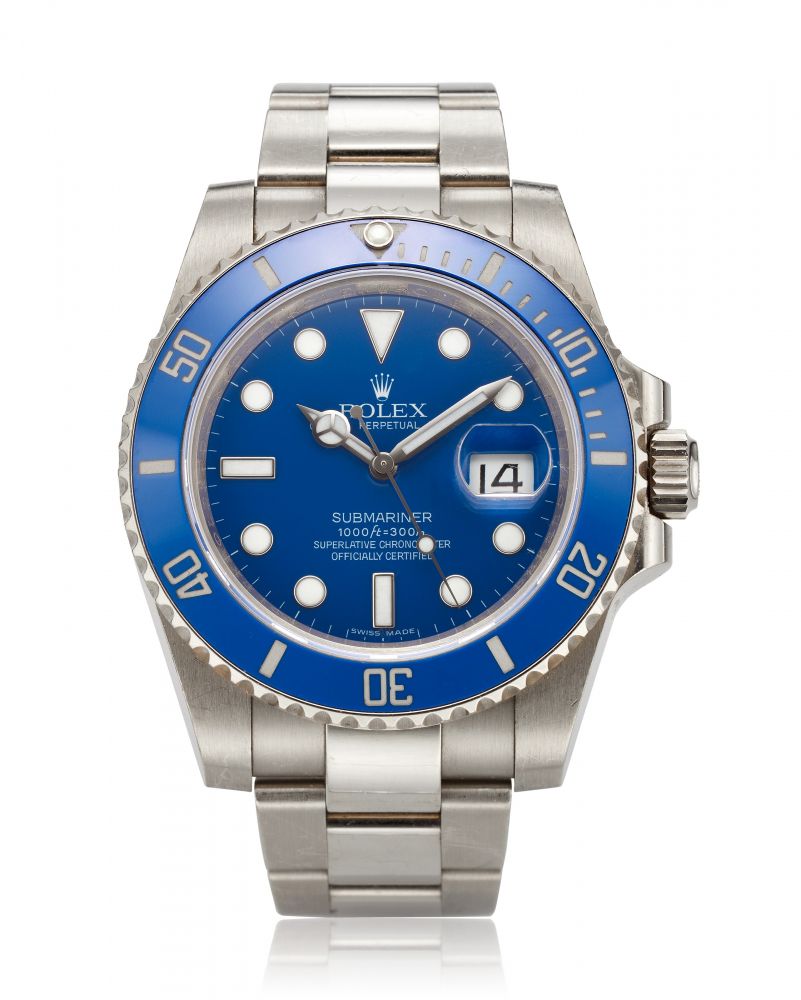 ROLEX, 18K WHITE GOLD, SUBMARINER, ‘SMURF’ REF. 116619LB -