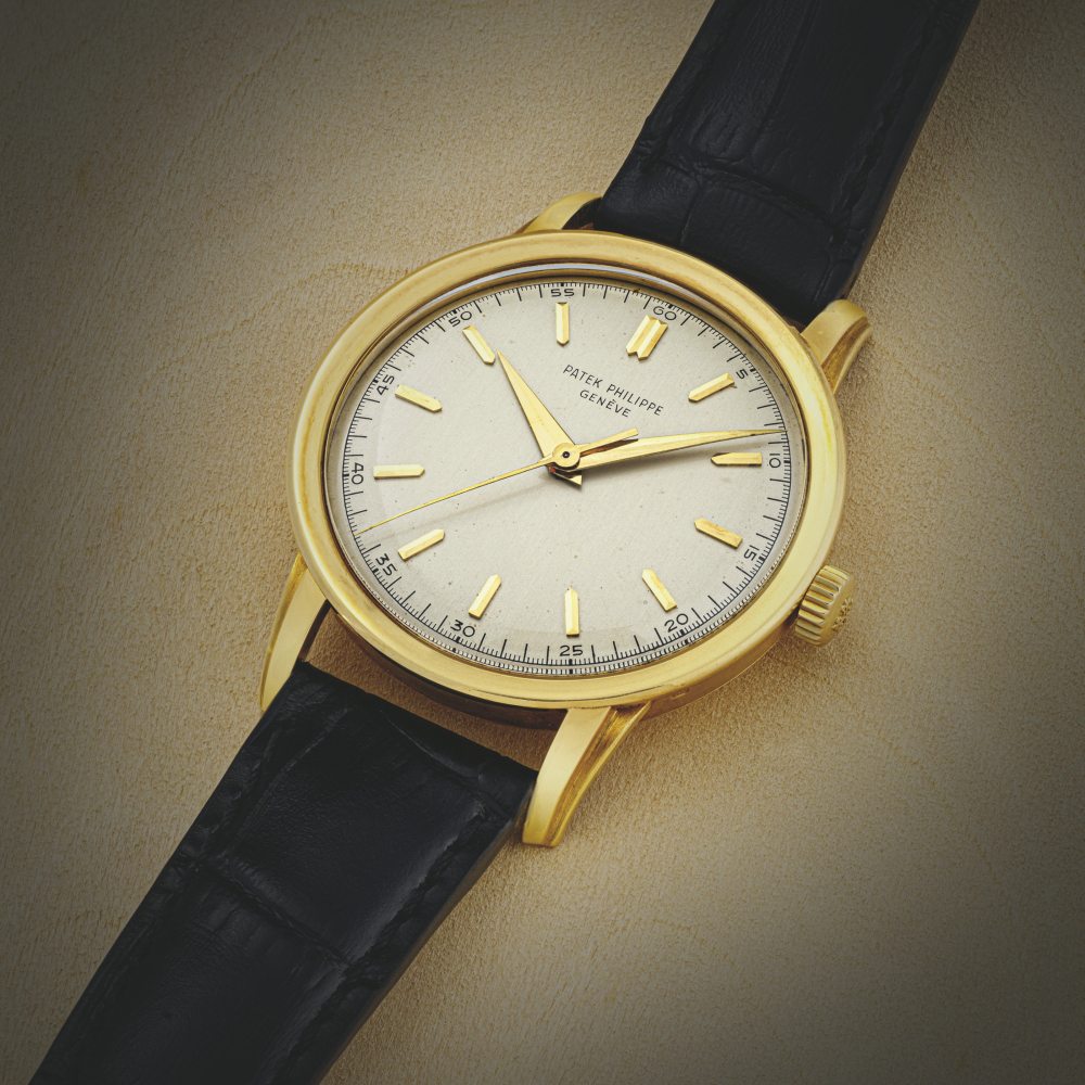 PATEK PHILIPPE. AN 18K GOLD WRISTWATCH WITH SWEEP CENTRE SECONDS AND ORIGINAL CERTIFICATE
