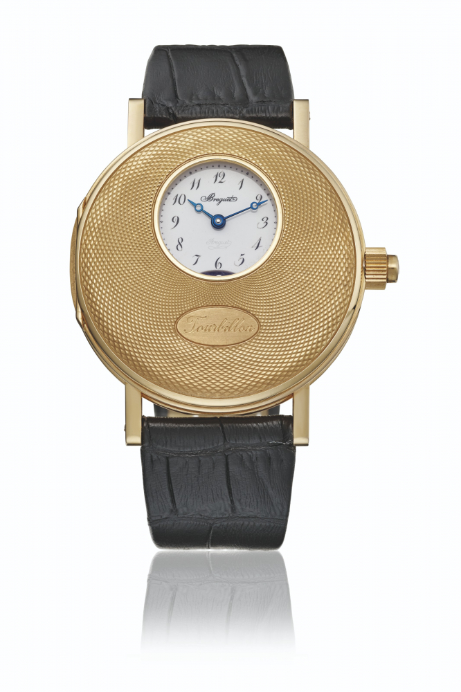 BREGUET. A VERY RARE 18K PINK GOLD LIMITED EDITION HALF HUNTER CASE TOURBILLON WRISTWATCH WITH ENAMEL DIAL, CERTIFICATES AND BOX