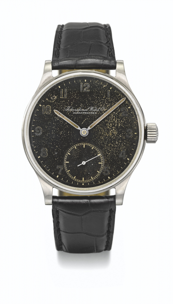 IWC. A VERY RARE AND LARGE STAINLESS STEEL WRISTWATCH
