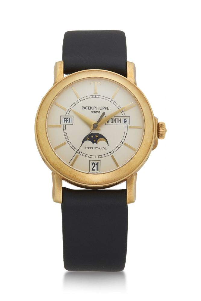 PATEK PHILIPPE, YELLOW GOLD, LIMITED EDITION OF 150 PIECES, REF. 5150J RETAILED BY TIFFANY & CO. -