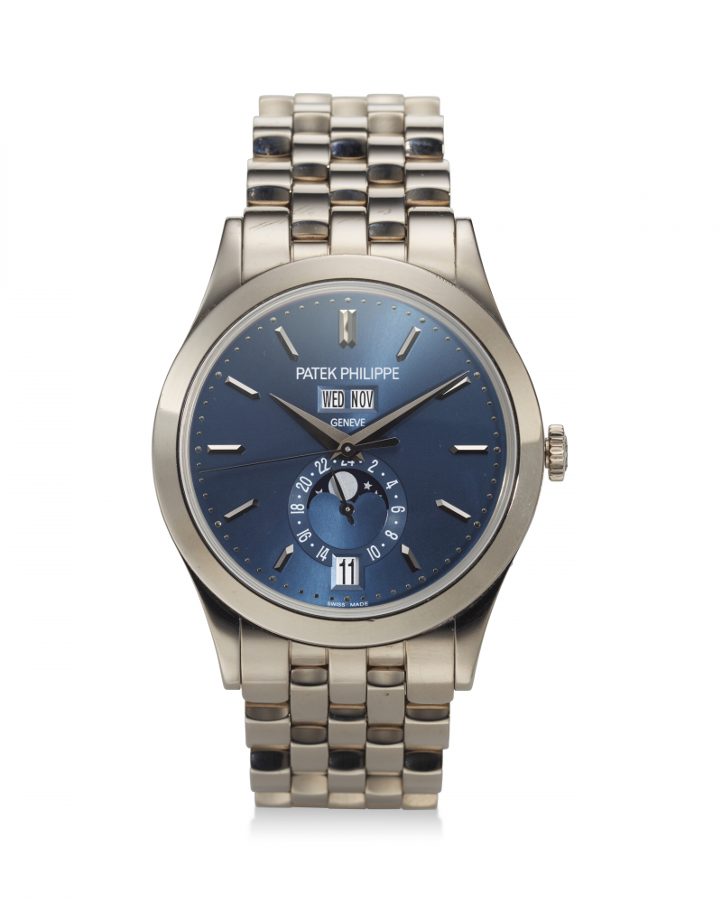PATEK PHILIPPE, REF. 5396/1G-001, A FINE 18K WHITE GOLD ANNUAL CALENDAR WRISTWATCH WITH MOON PHASES AND 24 HOUR INDICATOR