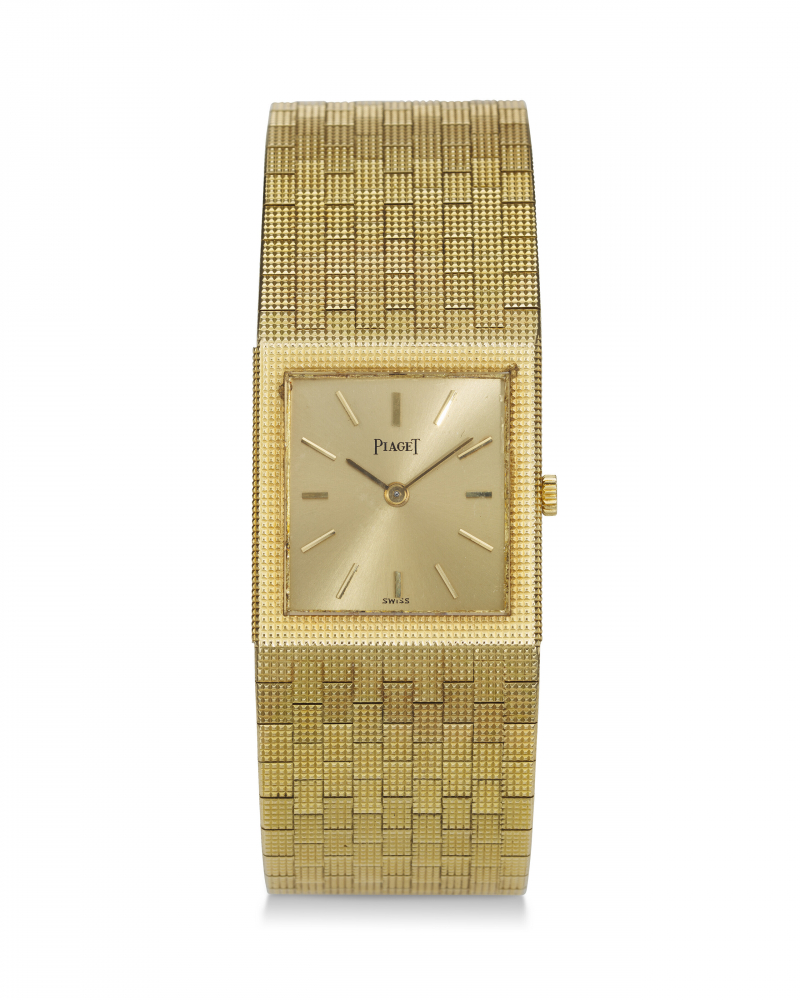 PIAGET, REF. 9131 C4, A VERY FINE 18K YELLOW GOLD BRACELET WATCH, BELONGING TO JOHNNY CASH'S TALENT MANAGER, SAUL HOLIFF -