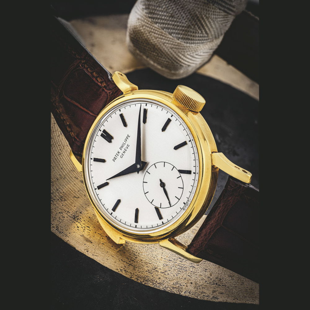 PATEK PHILIPPE. A UNIQUE AND IMPORTANT 18K GOLD MINUTE REPEATING WRISTWATCH