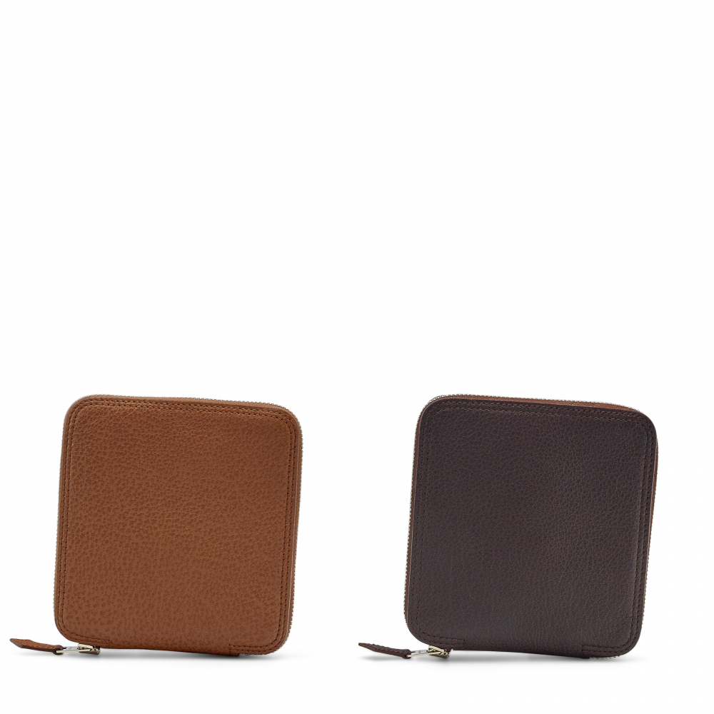 A SET OF TWO MARRON & HAVANE BUFFALO LEATHER SILKY POP BAGS WITH PALLADIUM HARDWARE - HERMÈS