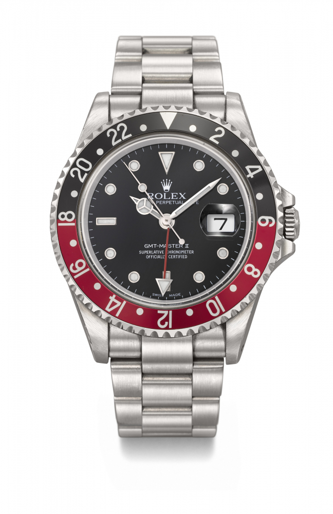 ROLEX. AN ATTRACTIVE STAINLESS STEEL AUTOMATIC DUAL TIME WRISTWATCH WITH SWEEP CENTRE SECONDS, DATE AND BRACELET