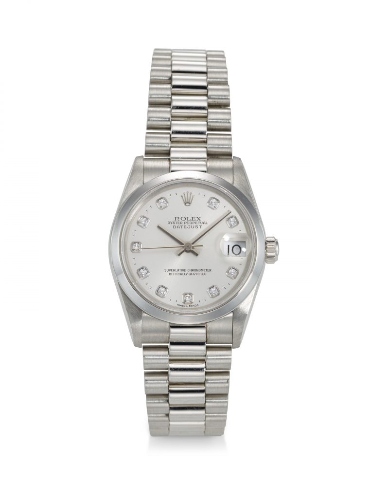 ROLEX, REF. 68246, DATEJUST, A PLATINUM WRISTWATCH WITH DIAMOND-SET DIAL