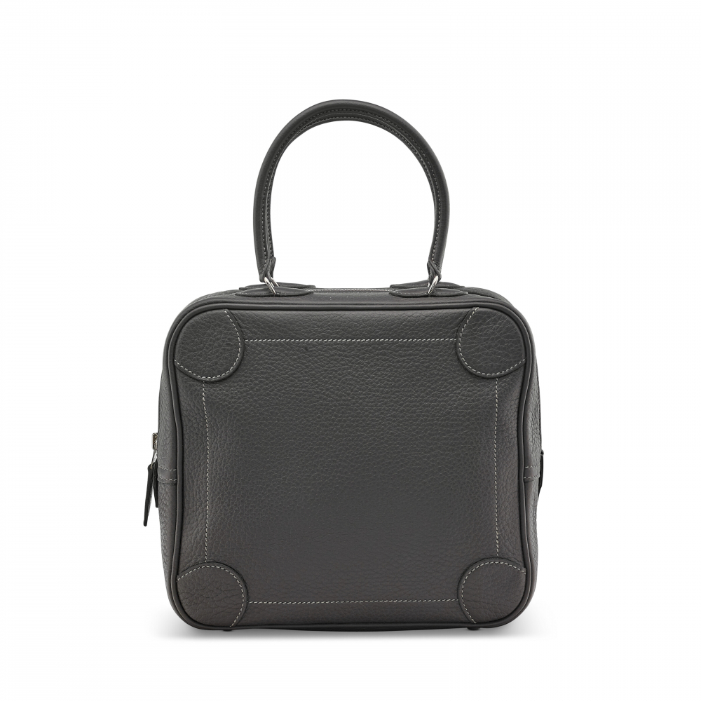 A GRAPHITE CLÉMENCE OMNIBUS PM WITH PALLADIUM HARDWARE - HERMÈS