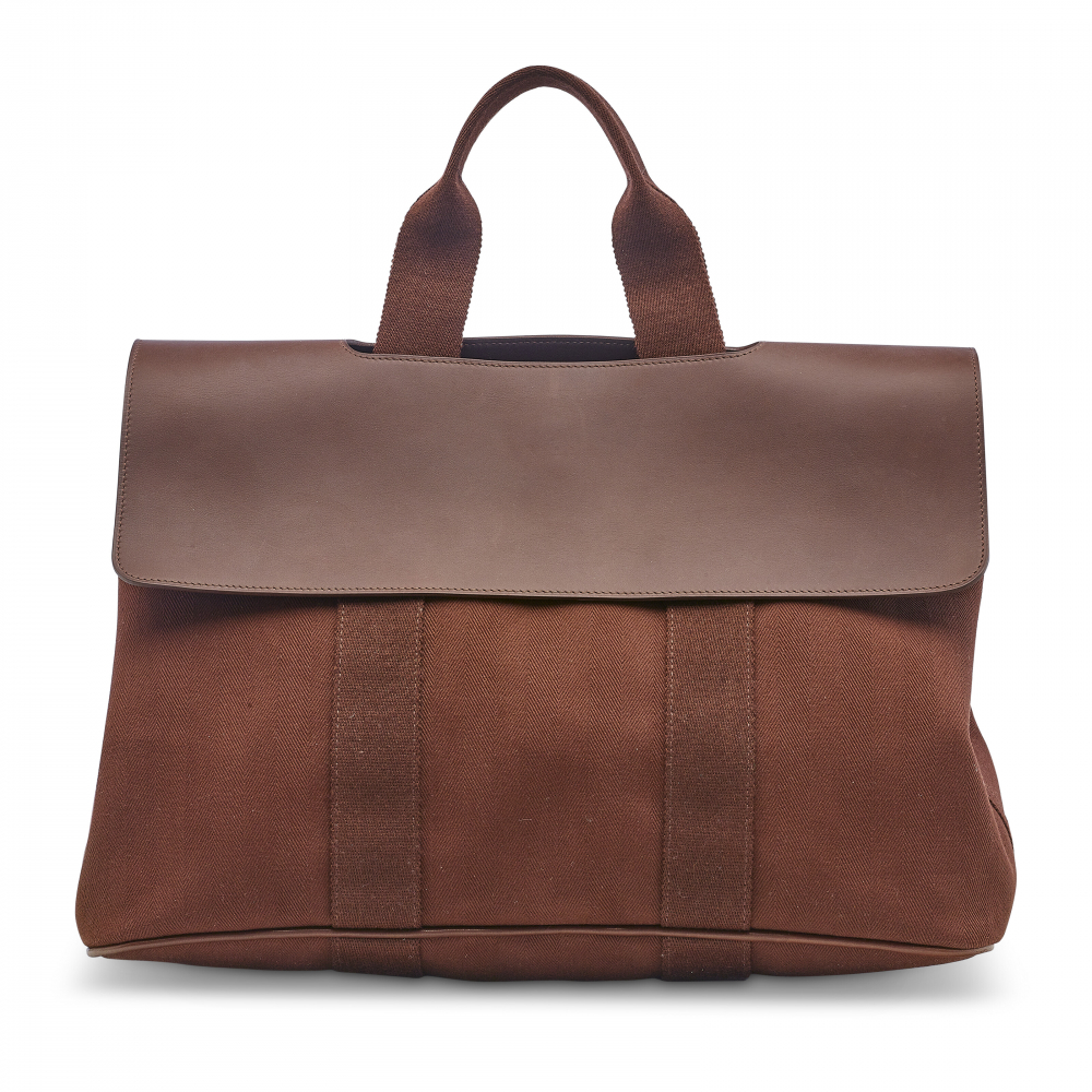 A HAVANE TOILE & VACHE HUNTER VALPARAISO GM WITH PALLADIUM HARDWARE - HERMÈS