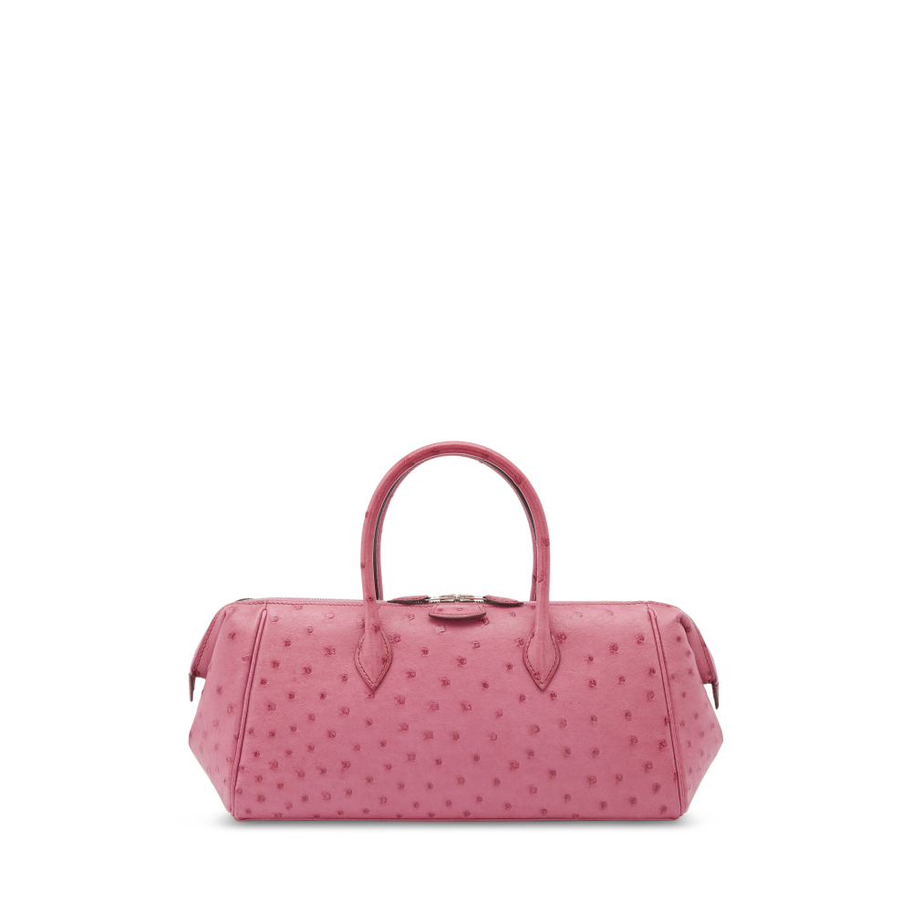 A FUCHSIA OSTRICH PARIS-BOMBAY 27 WITH PALLADIUM HARDWARE
