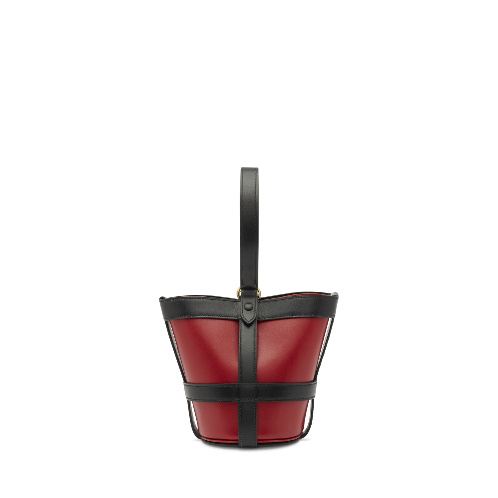 A ROUGE H & BLACK BOX CALF LEATHER MUSELIÈRE WITH GOLD HARDWARE
