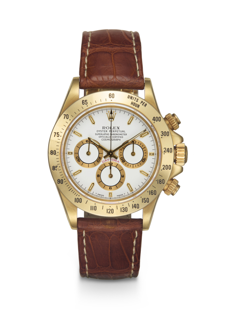 ROLEX, DAYTONA REF. 16528, A FINE GOLD AUTOMATIC CHRONOGRAPH WRISTWATCH