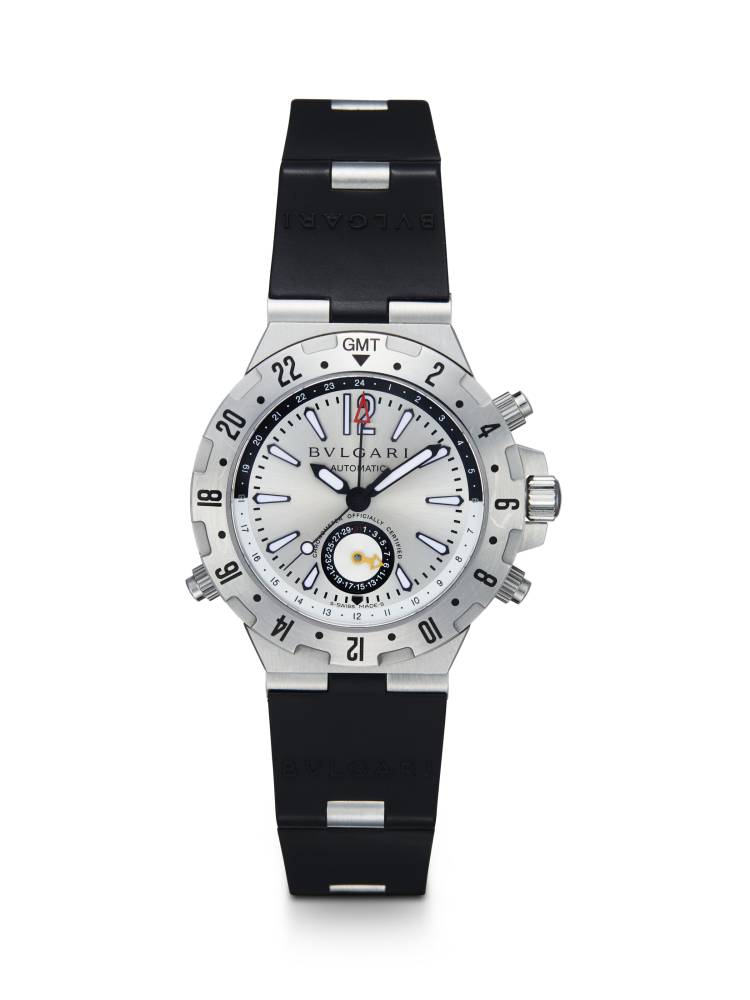 BULGARI, DIAGONO PROFESSIONAL GMT, AN ATTRACTIVE STAINLESS STEEL AUTOMATIC TRIPLE TIME ZONE WRISTWATCH
