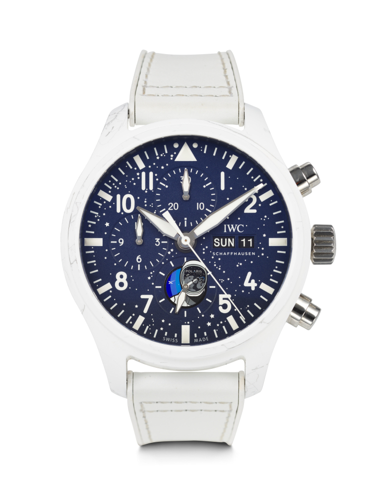 IWC. AN EXTRAORDINARY CERAMIC AND TITANIUM AUTOMATIC CHRONOGRAPH WRISTWATCH WORN BY ASTRONAUT SCOTT 'KIDD' POTEET DURING THE POLARIS DAWN MISSION TO SPACE