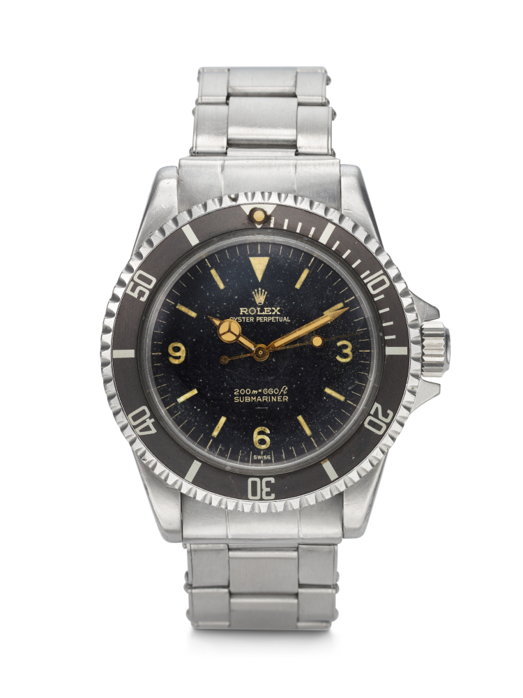 ROLEX. AN EXTREMELY RARE AND DESIRABLE STAINLESS STEEL AUTOMATIC WRISTWATCH WITH SWEEP CENTRE SECONDS, UNDERLINE 'EXPLORER' DIAL AND BRACELET