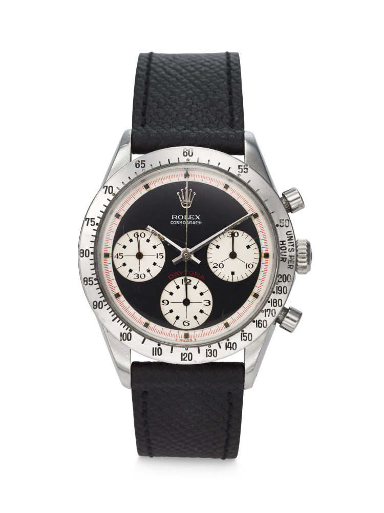 ROLEX. A VERY RARE AND ATTRACTIVE STAINLESS STEEL CHRONOGRAPH WRISTWATCH WITH 'PAUL NEWMAN' DIAL