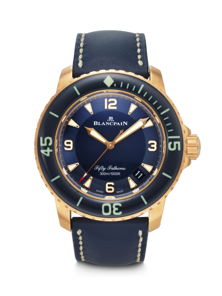 BLANCPAIN, LARGE AND HEAVY PINK GOLD 'FIFTY FATHOMS' WITH DATE, REF. 50153603C63B