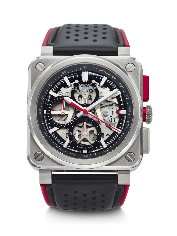 BELL & ROSS, LIMITED EDITION STAINLESS STEEL SKELETONIZED CHRONOGRAPH 'AERO GT', REF. BR 03-94
