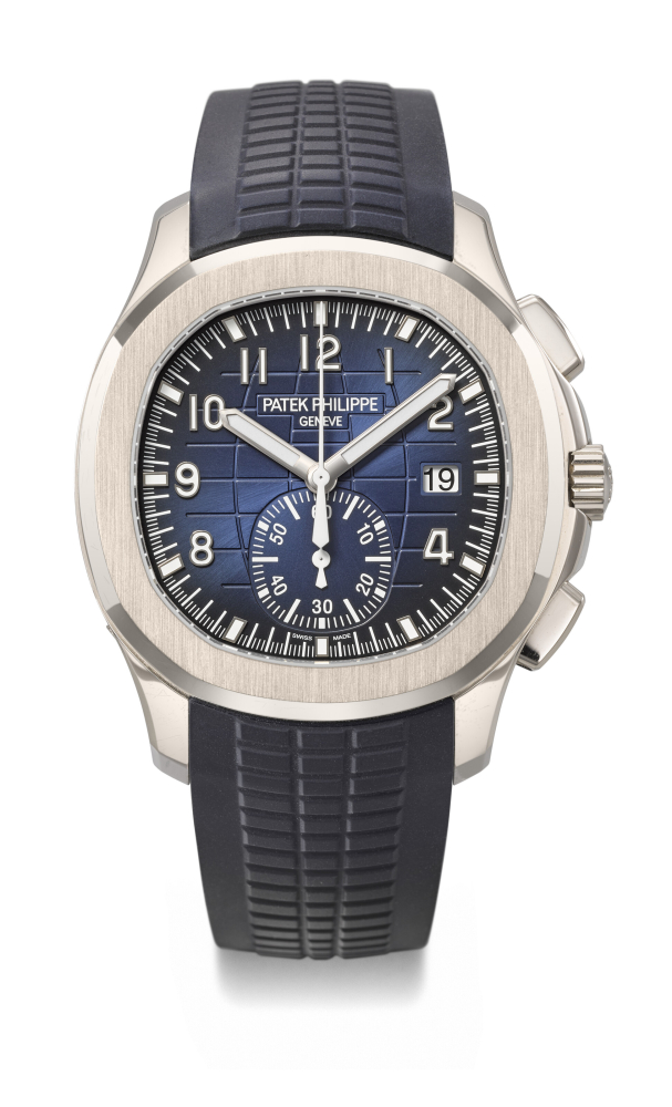PATEK PHILIPPE. A COVETED 18K WHITE GOLD AUTOMATIC FLYBACK CHRONOGRAPH WRISTWATCH WITH DATE