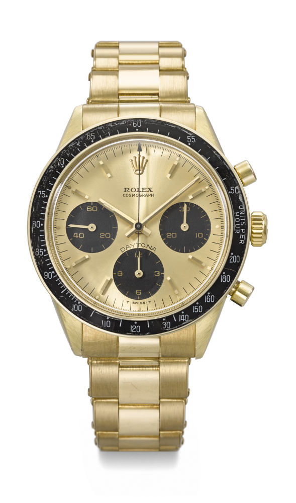 ROLEX. A RARE AND ATTRACTIVE 18K GOLD CHRONOGRAPH WRISTWATCH WITH BRACELET