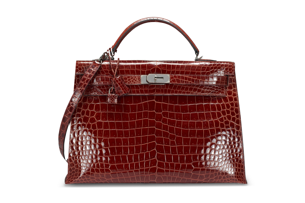 A SHINY ROUGE H POROSUS CROCODILE SELLIER KELLY 40 WITH PALLADIUM HARDWARE, HERMÈS, 2012