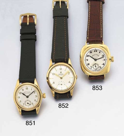 ROLEX. A 9K GOLD CUSHION-SHAPED WRISTWATCH