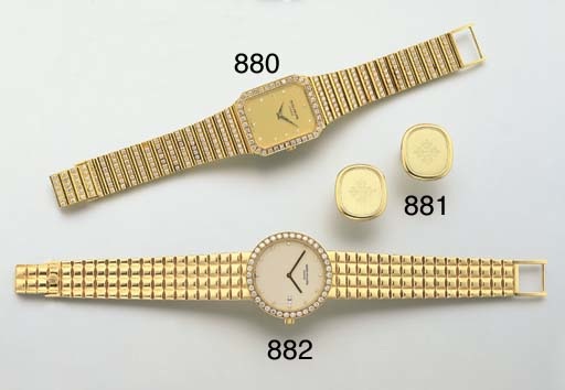 PATEK PHILIPPE. AN 18K GOLD AND DIAMOND-SET WRISTWATCH WITH DATE AND BRACELET
