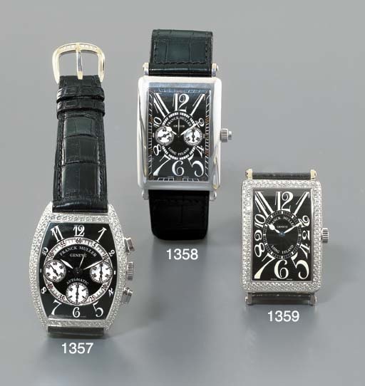 FRANCK MULLER. AN 18K WHITE GOLD AND DIAMOND-SET SELF-WINDING RECTANGULAR WRISTWATCH
