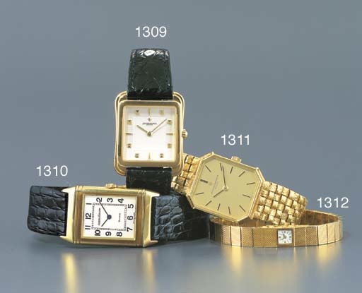 VACHERON & CONSTANTIN. A LADY'S 18K GOLD RECTANGULAR WRISTWATCH WITH BRACELET