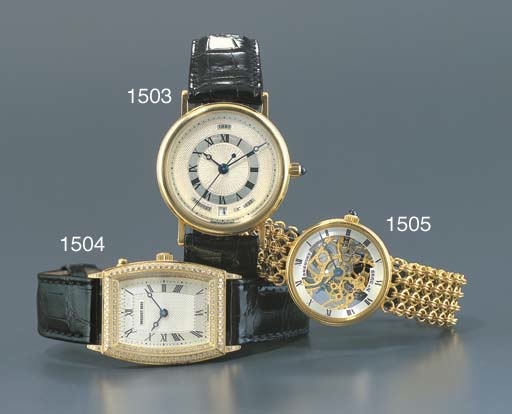 BREGUET. A FINE LADY'S 18K GOLD SKELETONISED WRISTWATCH WITH BRACELET