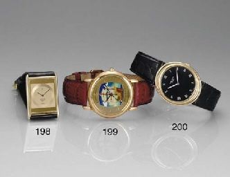 PATEK PHILIPPE. AN 18K GOLD AUTOMATIC OVAL WRISTWATCH
