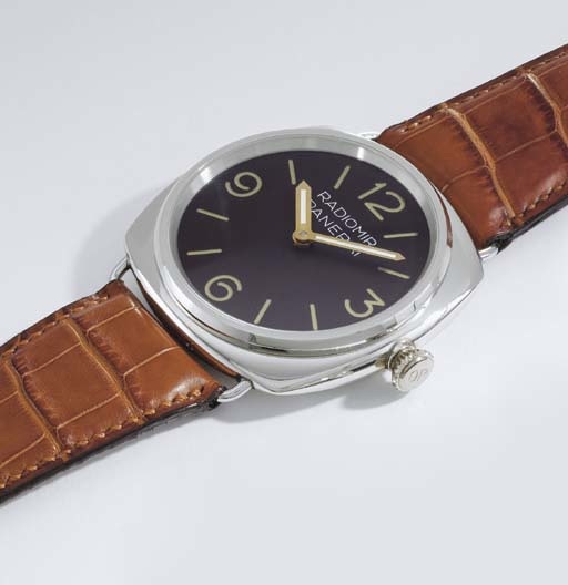 Panerai. A fine and very rare platinum limited edition cushion-shaped waterproof wristwatch with Rolex movement