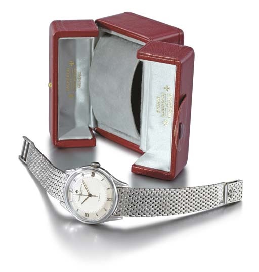 Vacheron Constantin. A fine and rare 18K white gold self-winding waterproof wristwatch with sweep centre seconds, two-tone silvered dial and bracelet