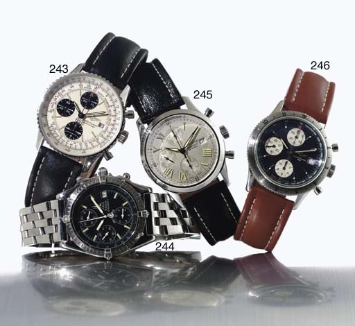BREITLING. A STAINLESS STEEL CHRONOGRAPH WRISTWATCH WITH DATE
