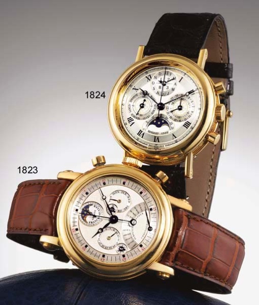 FRANCK MULLER. A FINE 18K GOLD AUTOMATIC PERPETUAL CALENDAR CHRONOGRAPH WRISTWATCH WITH PHASES OF THE MOON AND RETROGRADE EQUATION OF TIME