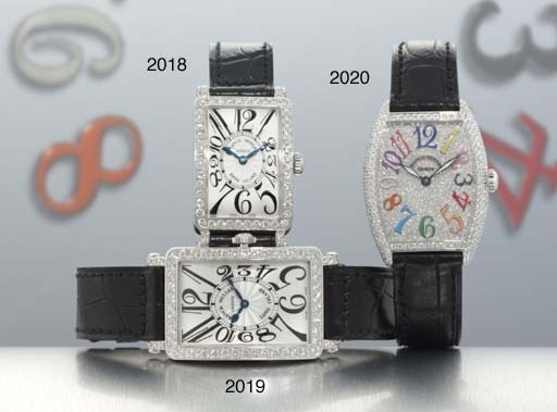 FRANCK MULLER. AN 18K WHITE GOLD AND DIAMOND-SET RECTANGULAR WRISTWATCH