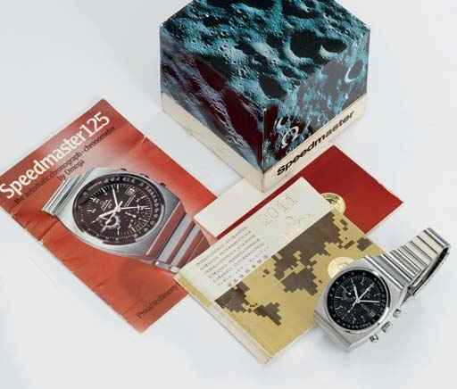 Omega. A rare stainless steel limited edition tonneau-shaped self-winding water-resistant chronograph wristwatch with central 60 minutes register, date, bracelet, original certificates and box