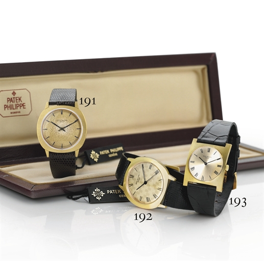 PATEK PHILIPPE. A FINE AND RARE 18K GOLD RECTANGULAR WRISTWATCH