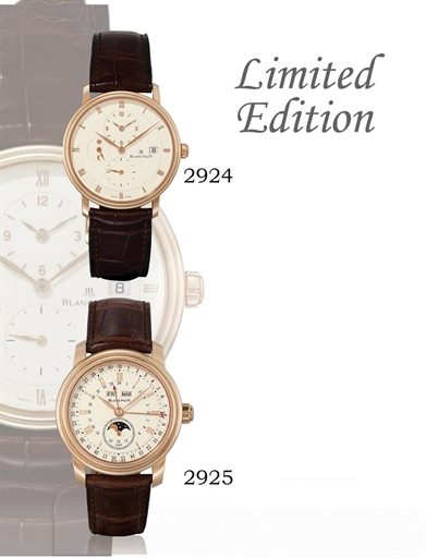 BLANCPAIN, LE BRASSUS - GMT MOON PHASE CALENDAR.18K GOLD SELF-WINDING TWO-TIME-ZONE TRIPLE CALENDAR WRISTWATCH WITH MOON-PHASE DISPLAY