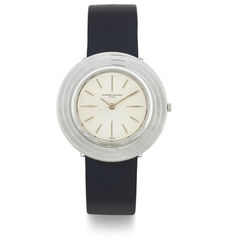 VACHERON CONSTANTIN. A RARE 18K WHITE GOLD ULTRA THIN WRISTWATCH WITH UNUSUAL BEZEL