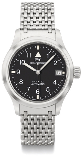 IWC. A stainless steel automatic pilot's wristwatch with sweep centre seconds, date and bracelet