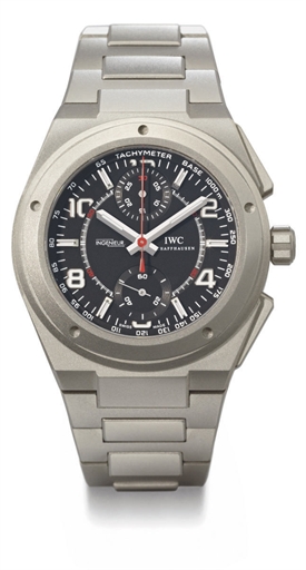 IWC. A large titanium automatic chronograph wristwatch with bracelet