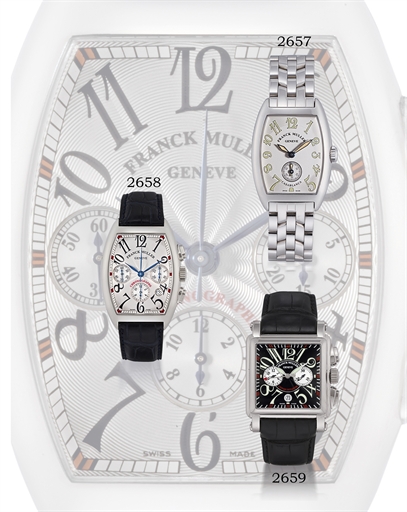 FRANCK MULLER, CONQUISTADOR CORTEZ CHRONOGRAPH.WHITE GOLD AUTOMATIC CHRONOGRAPH WRISTWATCH WITH DATE DISPLAY