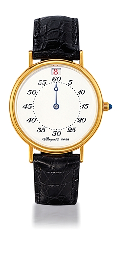 BREGUET.YELLOW GOLD AUTOMATIC JUMP HOUR WRISTWATCH WITH ENAMEL DIAL, LIMITED EDITION OF 800