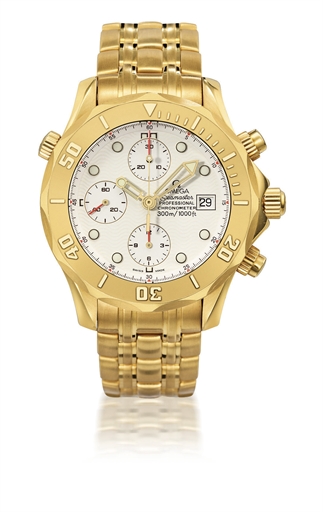 OMEGA, SEAMASTER PROFESSIONAL, REF.2196.20.00.YELLOW GOLD AUTOMATIC CHRONOGRAPH WRISTWATCH WITH DATE AND BRACELET