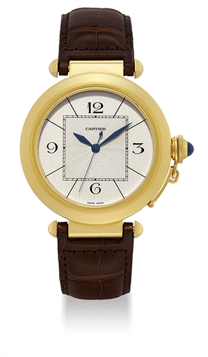 CARTIER. A LARGE 18K GOLD AUTOMATIC WRISTWATCH WITH SWEEP CENTRE SECONDS